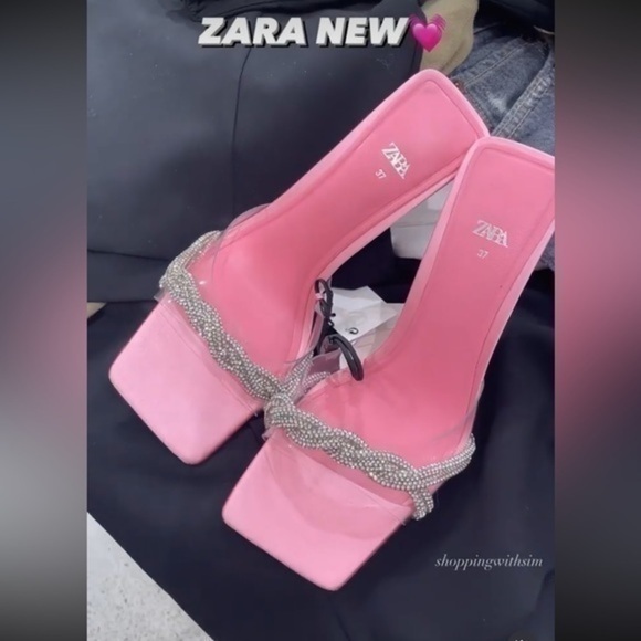 Zara women’s rhinestone Vinyl high heel sandals 1324/010 - Picture 16 of 16